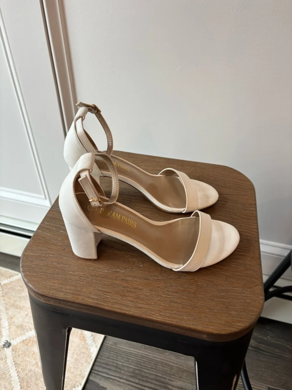 Women's Ankle-Strap Block Heel Sandals in White - Size 6.5